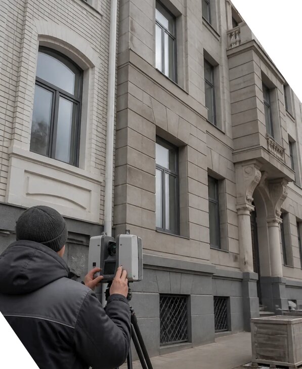 Лазерное сканирование фасадов зданий для обследования в Ангарске